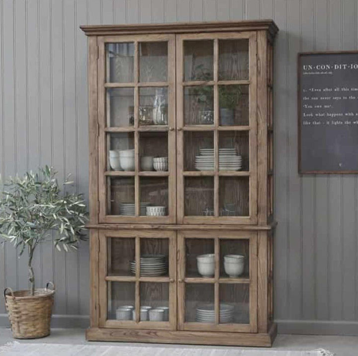 Display Cabinet with 4 Doors Recycled Wood Chic Antique