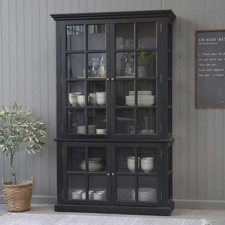Display Cabinet with 4 Doors Shelves Chic Antique