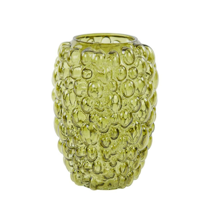 Enzo Dark Olive Glass Vase - Pod Furniture Ireland