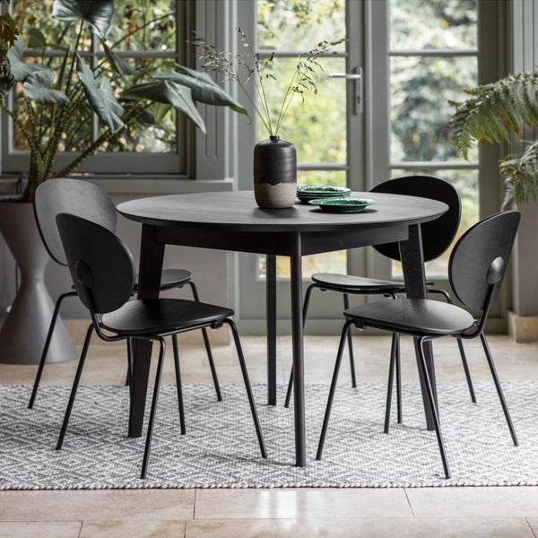 Forden Round Dining Table Black 110cm Gallery Direct