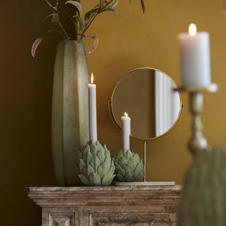 Lou Dark Olive Green Candle Holder Light & Living
