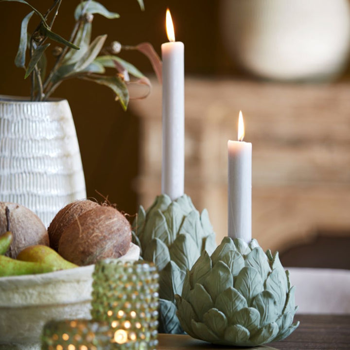 Lou Dark Olive Green Candle Holder Light & Living