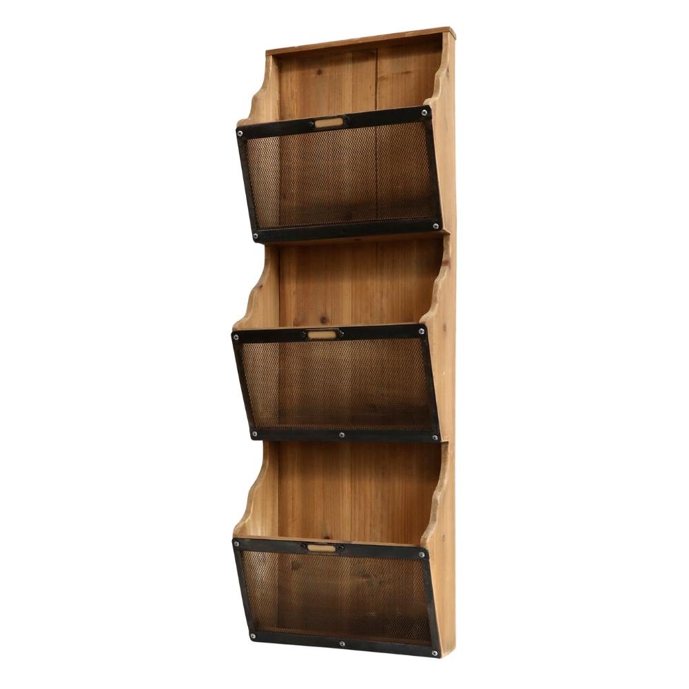 Rustic Wooden Magazine Rack with 3 Compartments - Pod Furniture – Pod ...