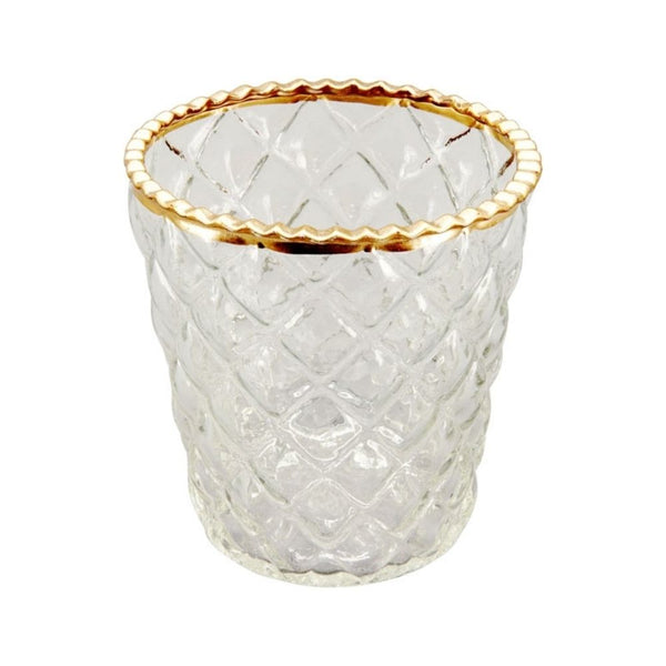 Glass Votive with  Gold Trim Exner