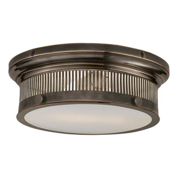 Alderly Small Flush Mount in Bronze with White Glass Visual Comfort