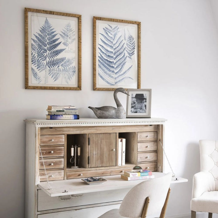 Brook Set of 2 Framed Blue Fern Wall Art - Pod Furniture Ireland