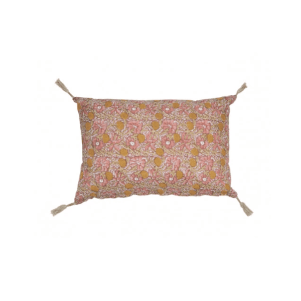 Floral Pink/Red Lumbar Cushion Blanc D'Ivoire