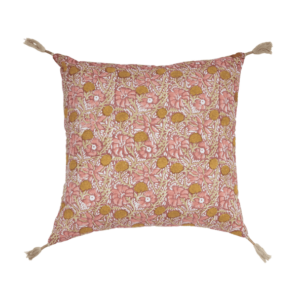 Floral Pink/Red Cushion Blanc D'Ivoire