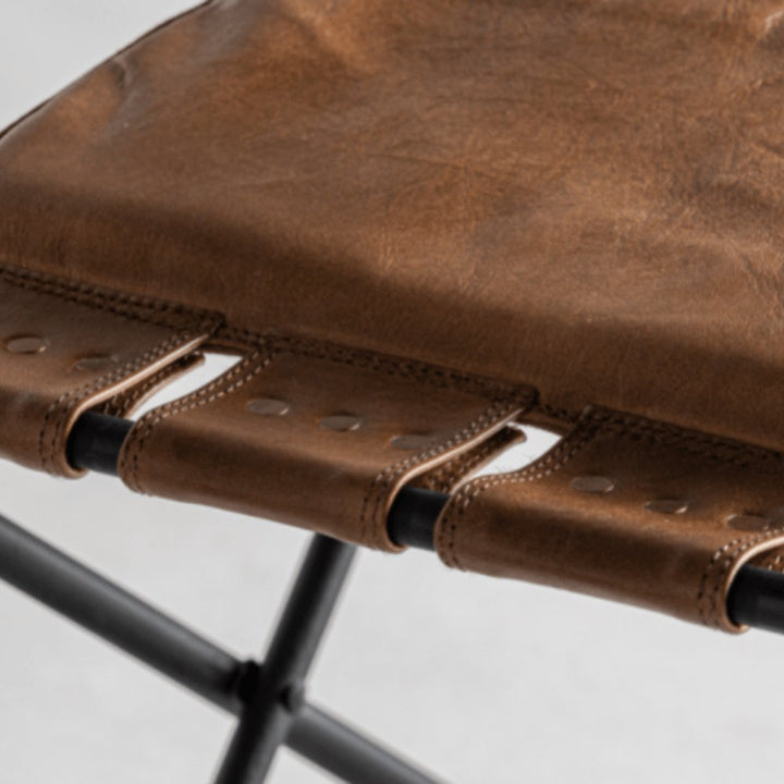 Almston Folding Stool - Tan Leather Vical