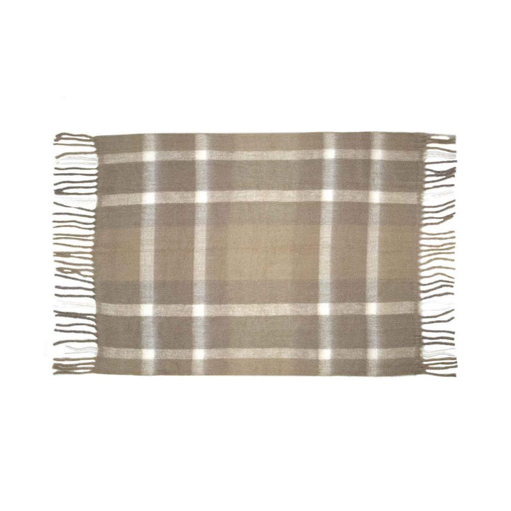 Beige Tartan Wool Blanket - Pod Furniture Ireland