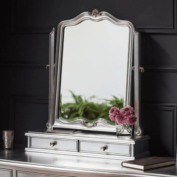 Chic Dressing Table Mirror Silver Gallery Direct