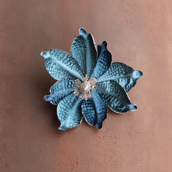 Dark Blue/Gold Fabric Magnolia Tree Decoration Gisela Graham