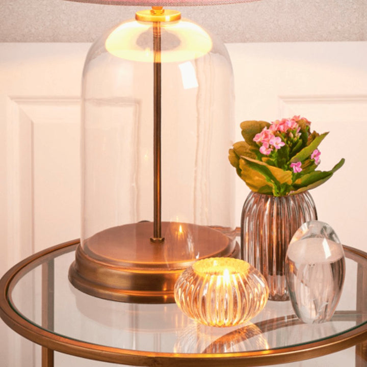 Clear Glass Bronze Lamp Base & Shade Light & Living