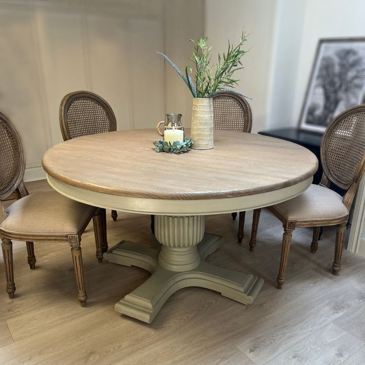 Sienna Round Dining Table 140cm 4 Seater in Grey - Only 5 left in stock Kelston House